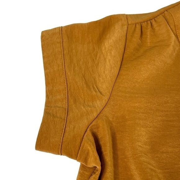 NWOT NINE WEST Women's Tie Waist Wrap Top Blouse Mustard Yellow Size XS - Picture 10 of 16